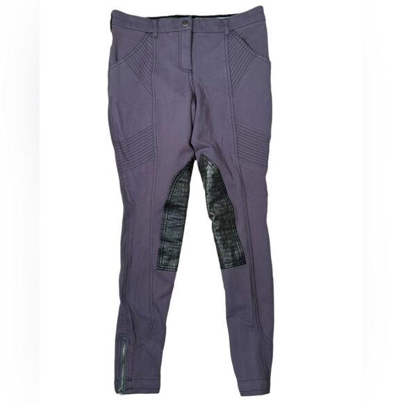 GhoDho Womens Purple & Black Leather Knee Patch Equestrian Riding Breeches EU 30 - Picture 1 of 12